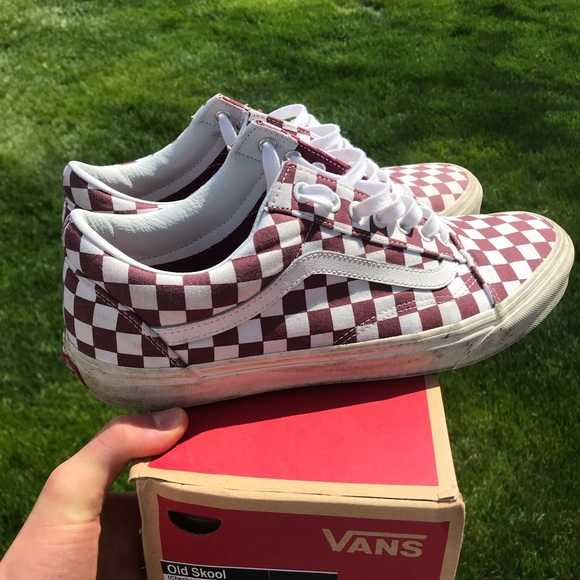 Vans Old Skool Maroon Checkerboard - Picture 1 of 5